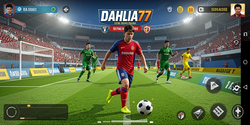 Tangkapan layar dari gameplay DAHLIA77 menampilkan serunya pertandingan sepak bola.