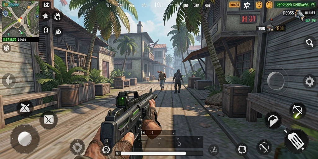 Gameplay seru DEPO555 dengan aksi tembak-menembak yang intens.