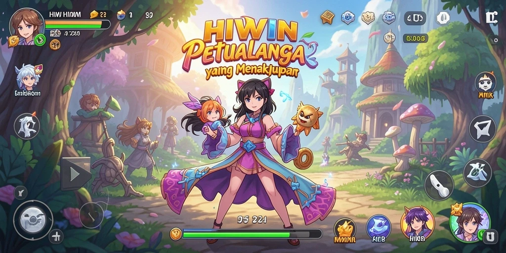 Tampilan gameplay HIWIN dengan karakter Anime yang menarik.