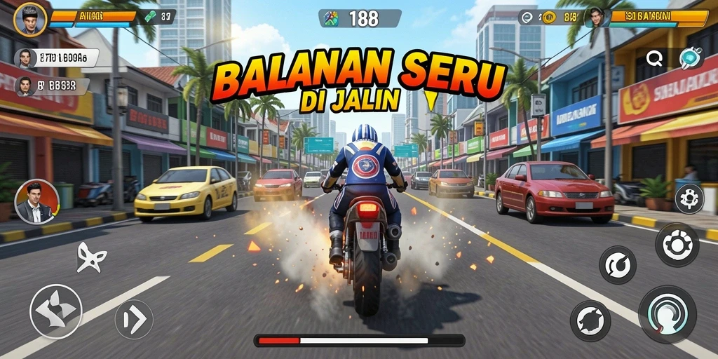 Tampilan gameplay balapan seru di RI188 dengan mobil dinamis.
