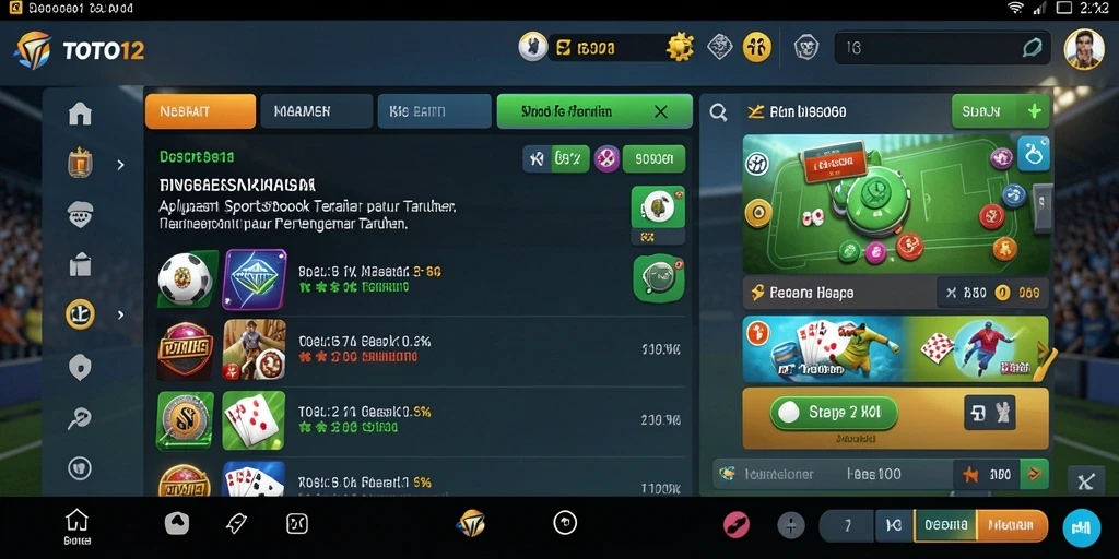 Screenshot utama TOTO12 menampilkan fitur taruhan olahraga yang menarik.